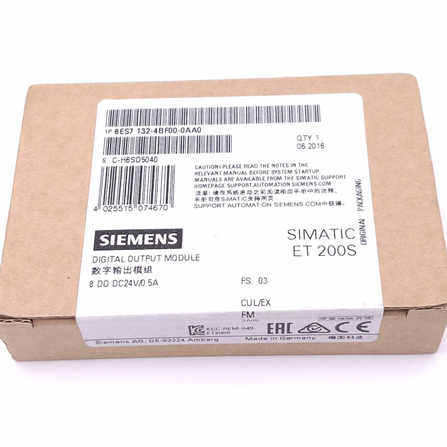 New Siemens 6ES7132-4BF00-0AA0 Digital Output Module for SIMATIC ET 200S, 8DO 24V