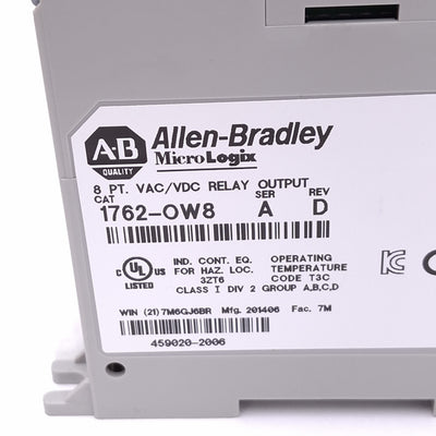 Used Allen Bradley 1762-OW8 Relay Output Module for MicroLogix 1200, 8-Point NO, 24V