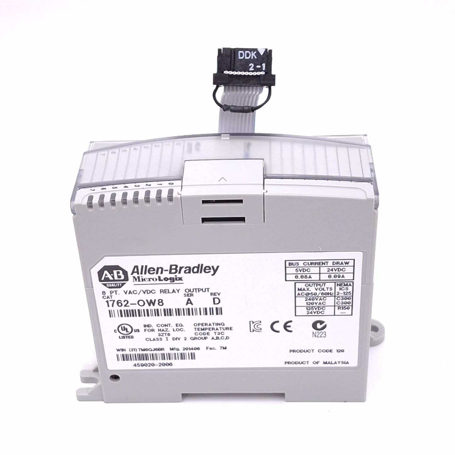 Used Allen Bradley 1762-OW8 Relay Output Module for MicroLogix 1200, 8-Point NO, 24V