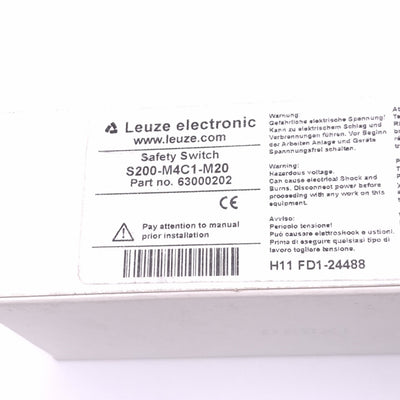 New Leuze 63000202 S200-M4C1-M20 Safety Switch