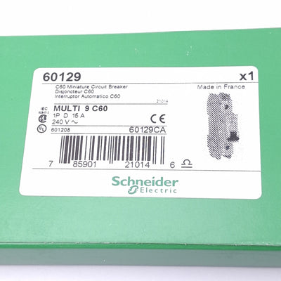 New Schneider Electric 60129 Multi9 C60 Circuit Breaker, 1-Pole 15A, 240VAC