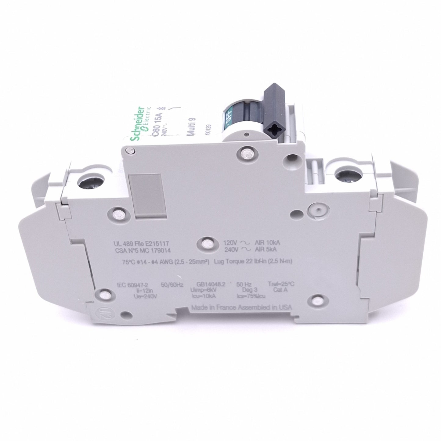 New Schneider Electric 60129 Multi9 C60 Circuit Breaker, 1-Pole 15A, 240VAC