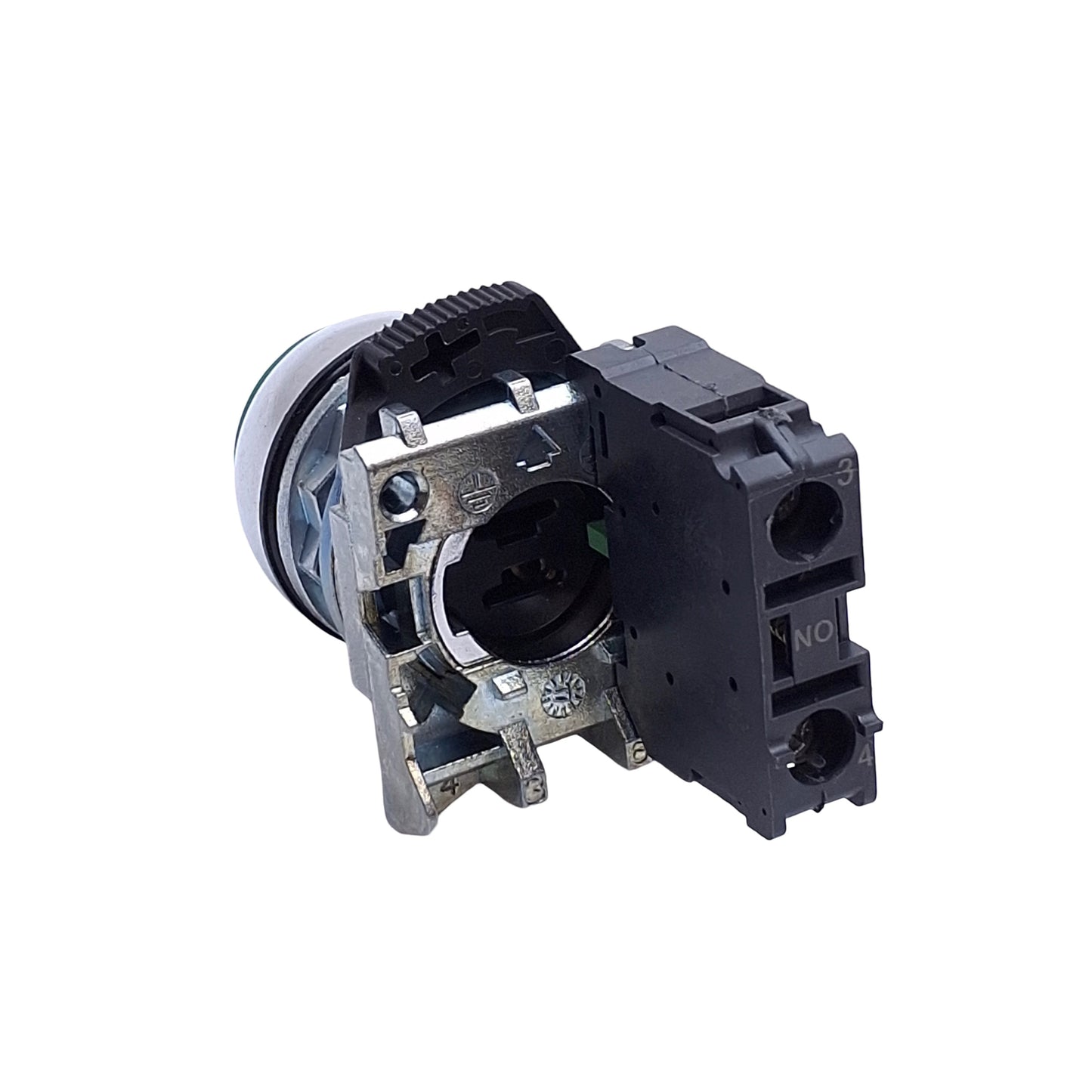 Used Allen Bradley 800FM-E3 Pushbutton Switch, Extended, Green, 1NO, 600V 10A, 22mm