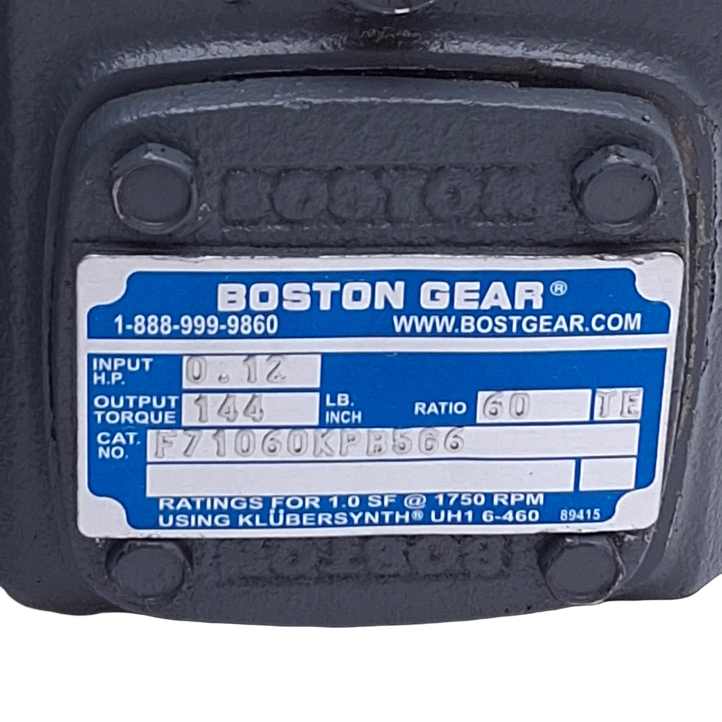 Used Boston Gear F71060KPB5G6 Worm Gear Reducer, 60:1, 56C Frame, 0.625in Input