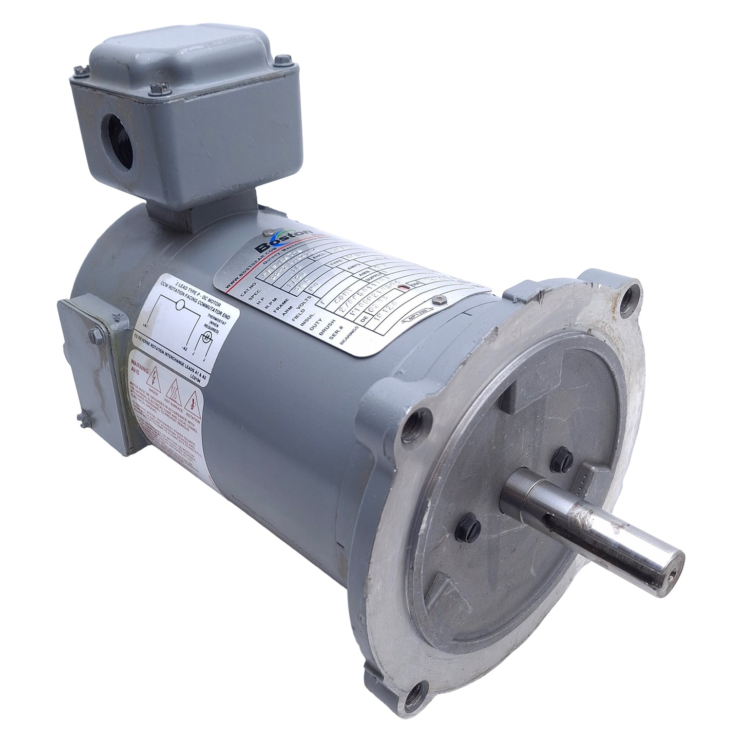 Used Boston Gear PM916AT-B DC Motor 1/6HP, 90VDC, 1750RPM, ø5/8in Shaft, NEMA 56C