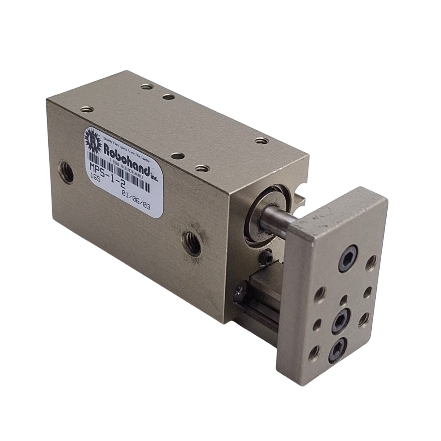 Used Robohand MPS-1-2 Mini Dual-V Roller Bearing Ball Rail Thruster Slide 1" Stroke
