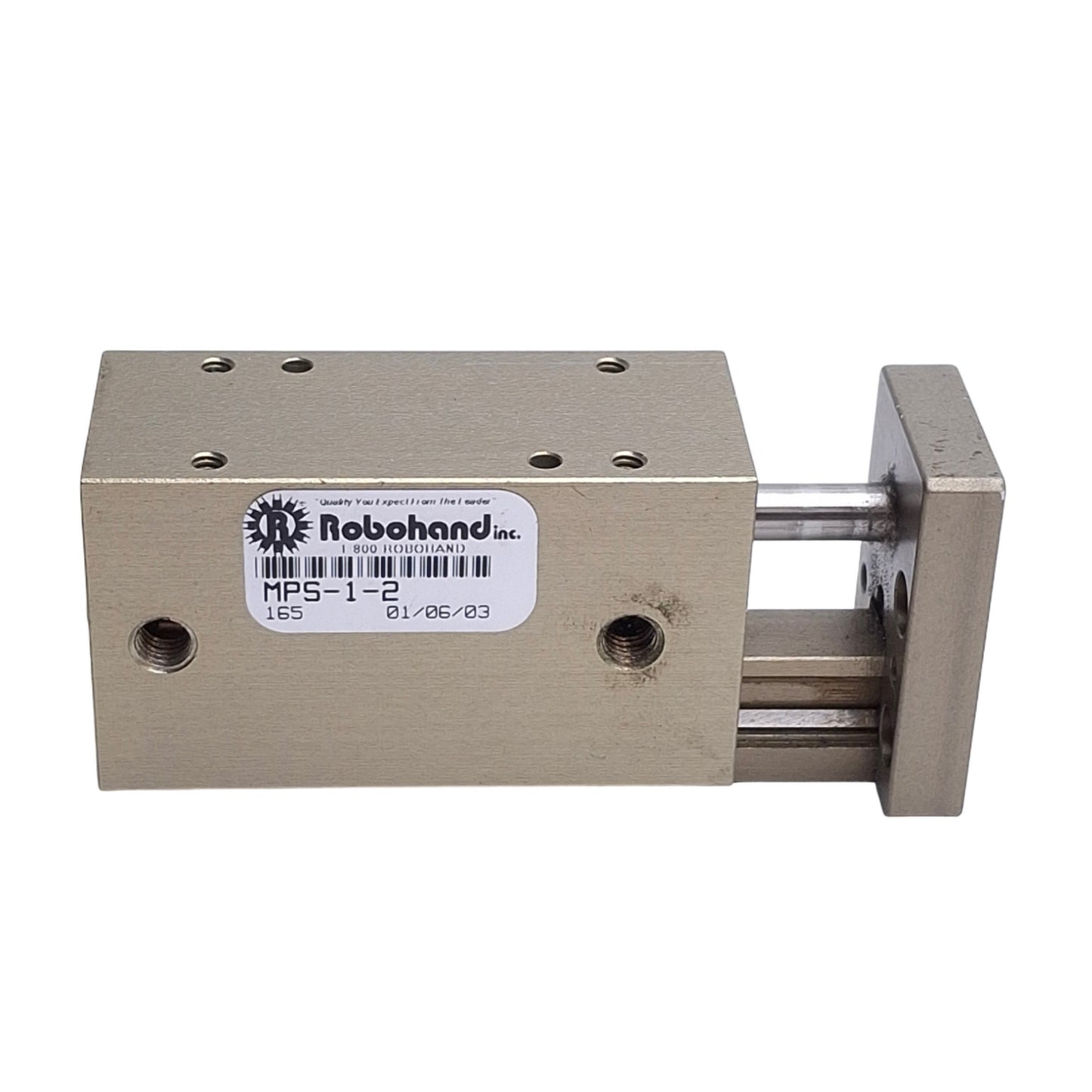 Used Robohand MPS-1-2 Mini Dual-V Roller Bearing Ball Rail Thruster Slide 1" Stroke