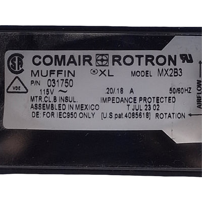 Used Comair Rotron MX2B3 031750 Muffin XL Fan, 115VAC, 120x39mm, 3100RPM, 105CFM