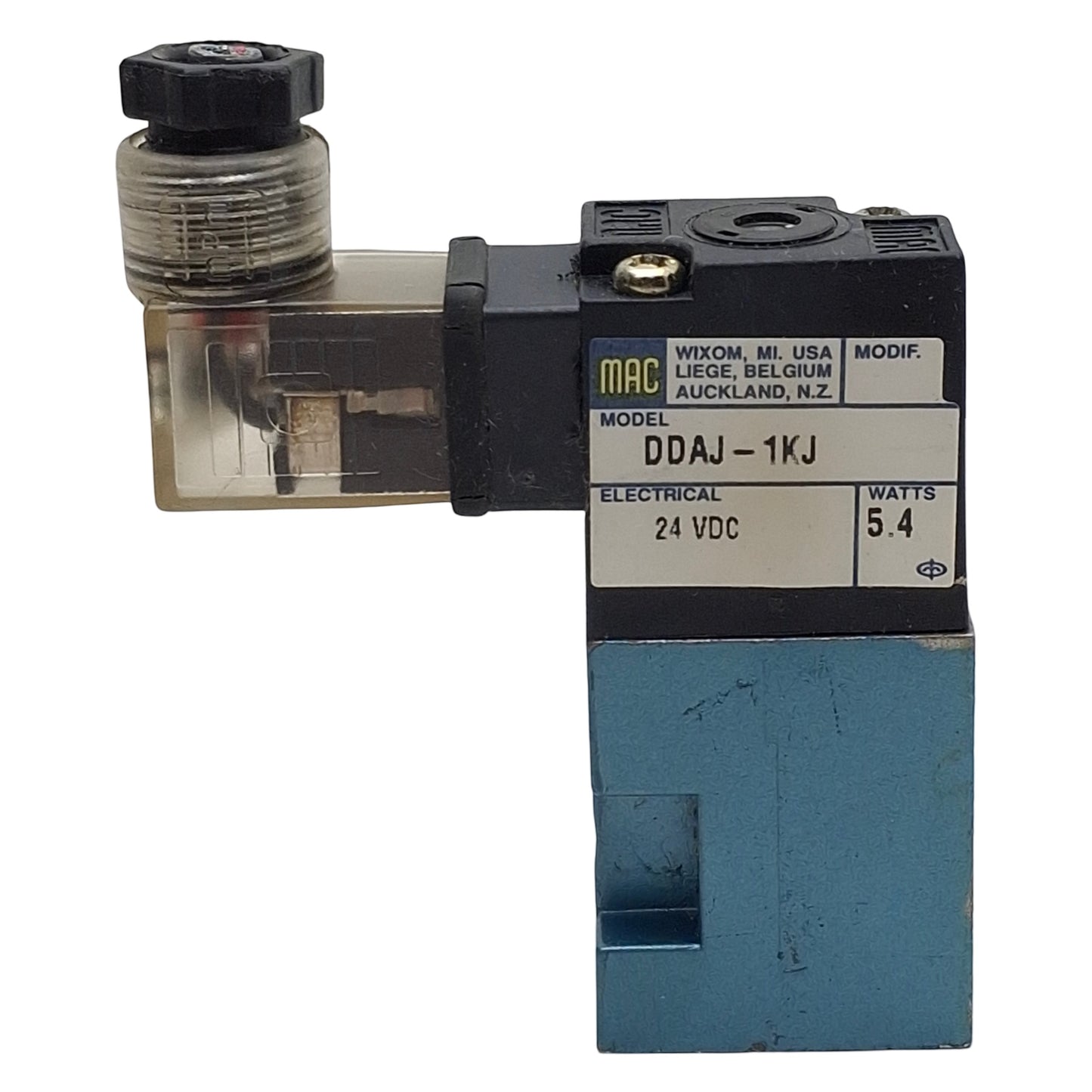 Used Mac 45A-DDAJ-1KJ Solenoid Valve, 4/2-Way, #10-32, Vac-120psi, 0.15Cv, 24VDC Coil