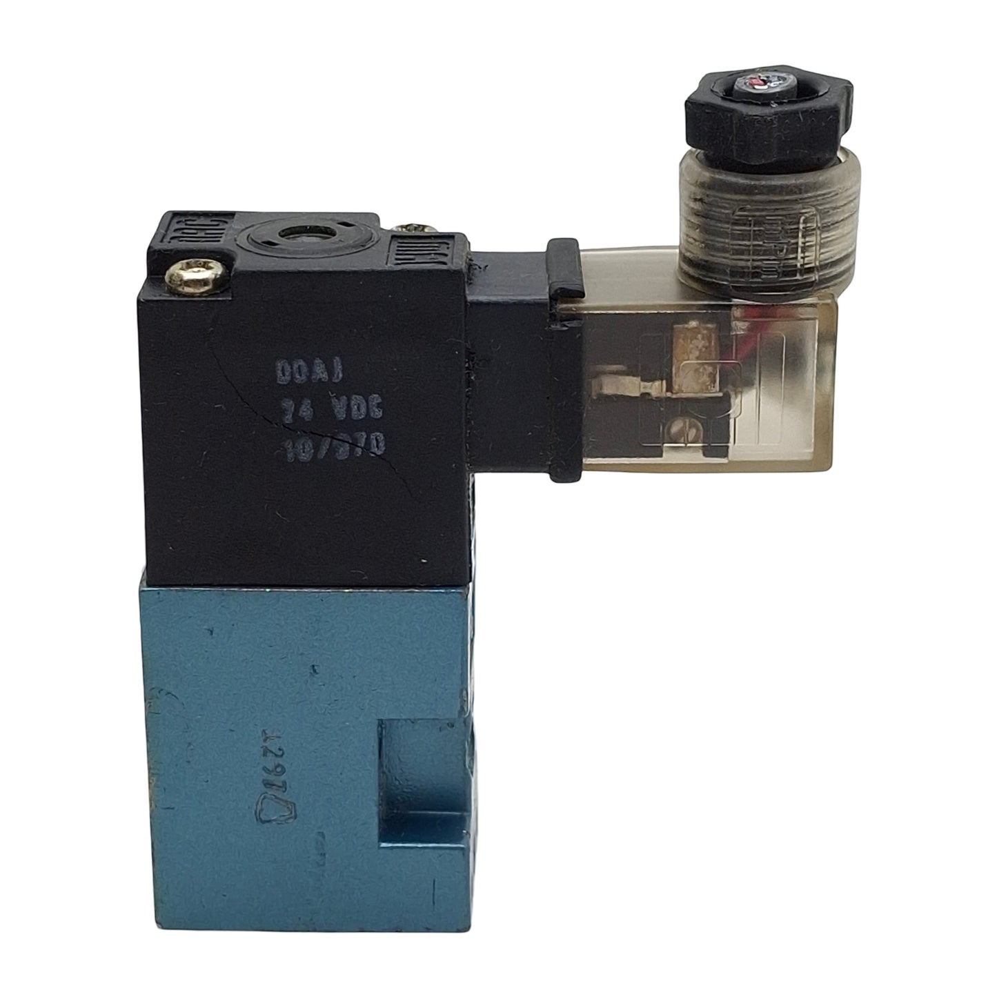 Used Mac 45A-DDAJ-1KJ Solenoid Valve, 4/2-Way, #10-32, Vac-120psi, 0.15Cv, 24VDC Coil