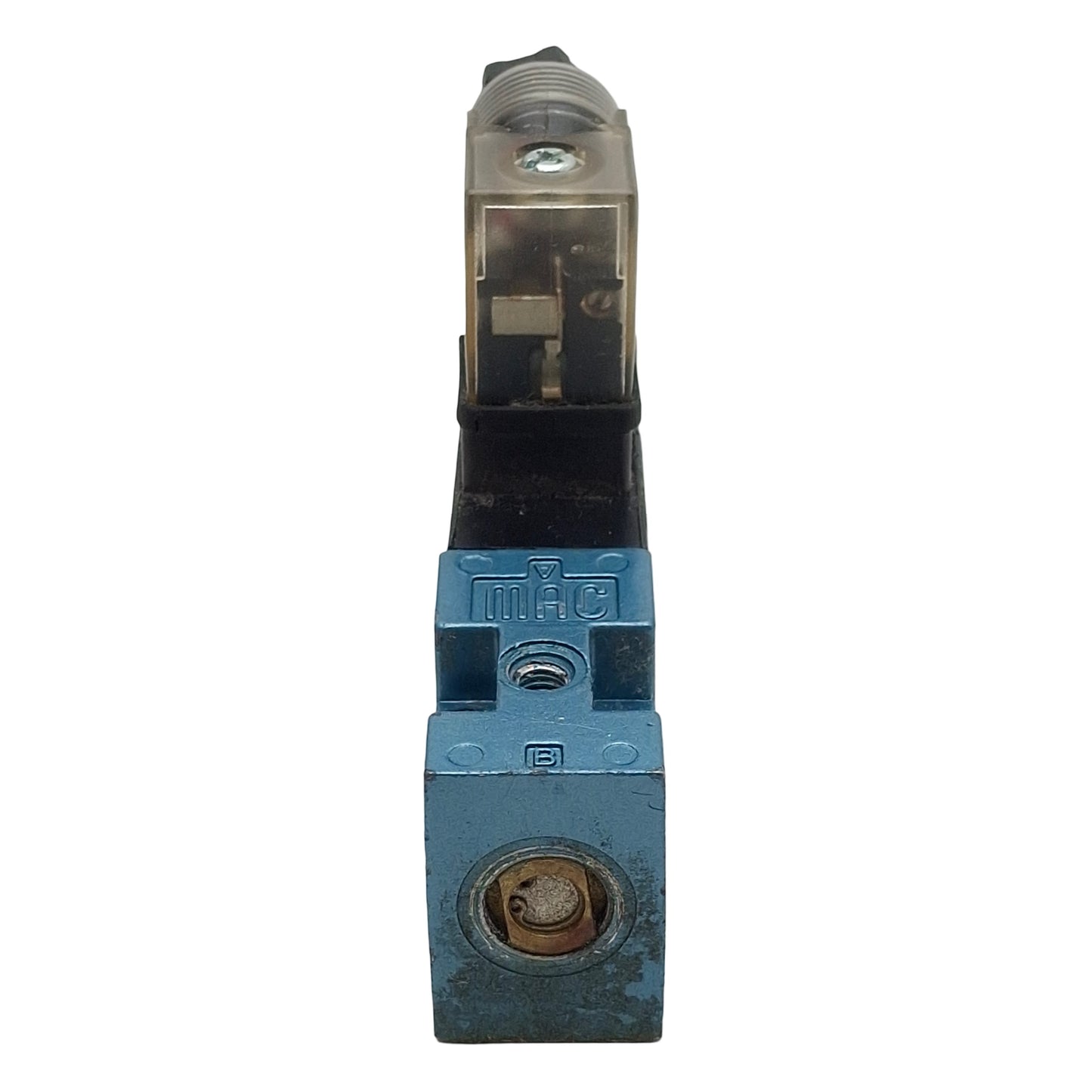 Used Mac 45A-DDAJ-1KJ Solenoid Valve, 4/2-Way, #10-32, Vac-120psi, 0.15Cv, 24VDC Coil