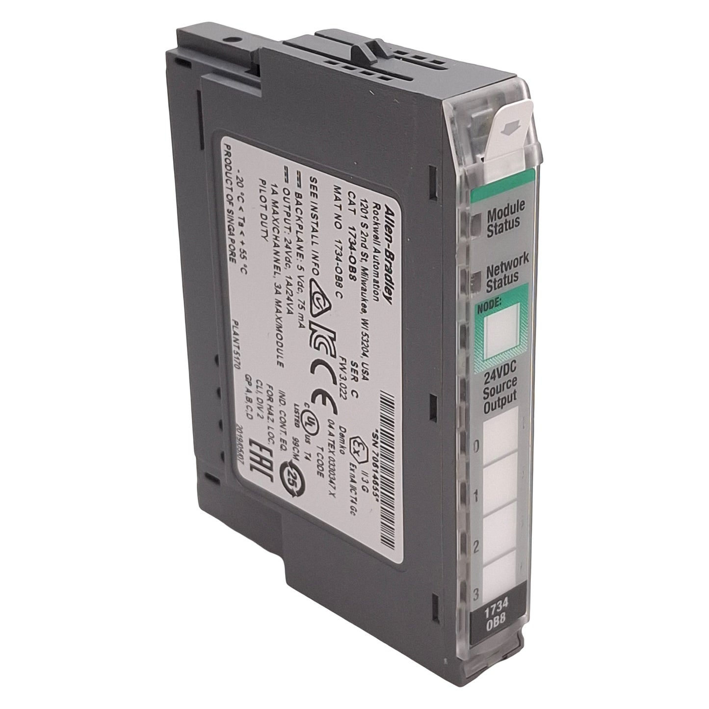 Used Allen Bradley 1734-OB8 Ser C POINT I/O Digital Output Module, 8-Point, 24VDC