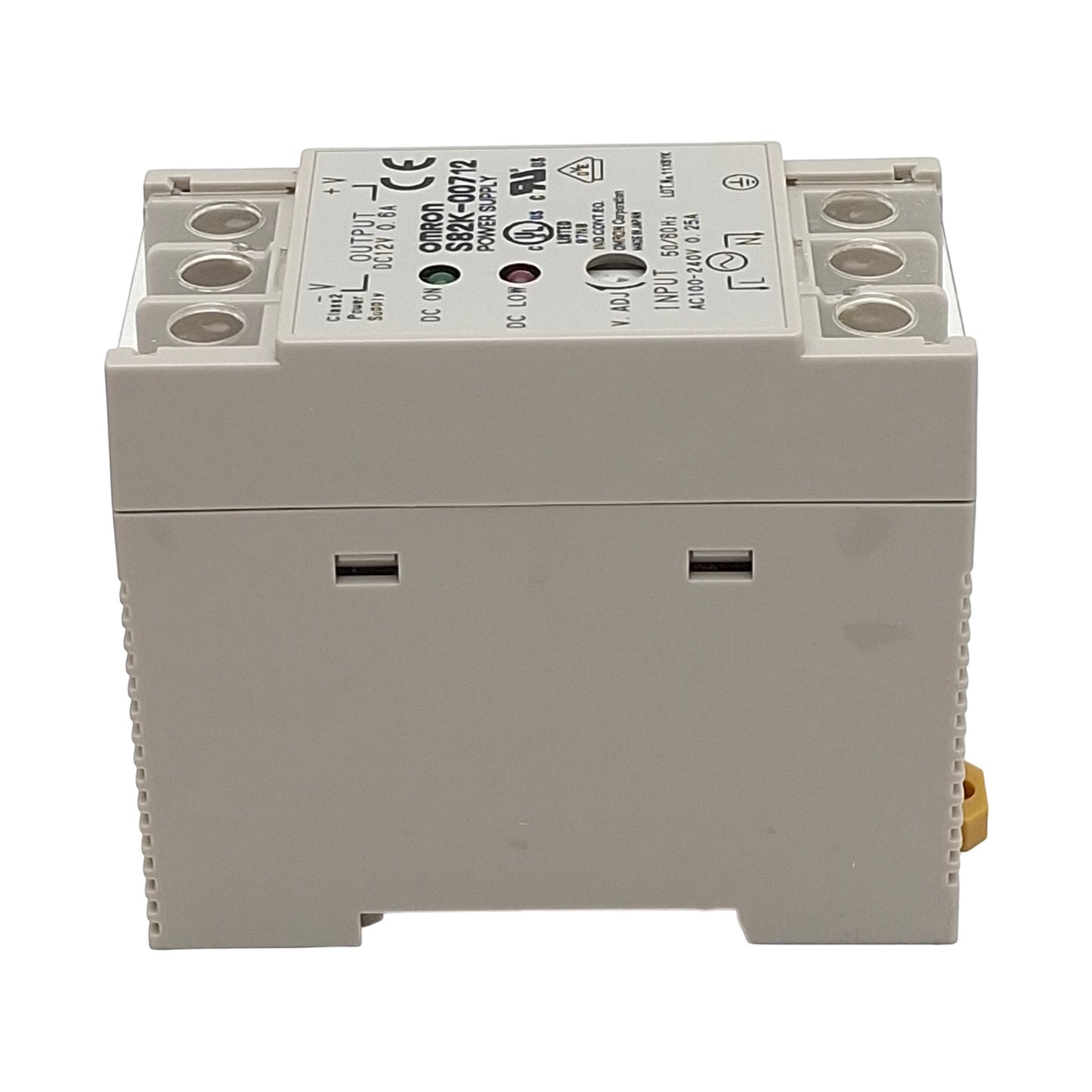 New – Open box Omron S82K-00712 Power Supply, 100-240VAC In, 0.6A 12VDC Out, DIN Rail