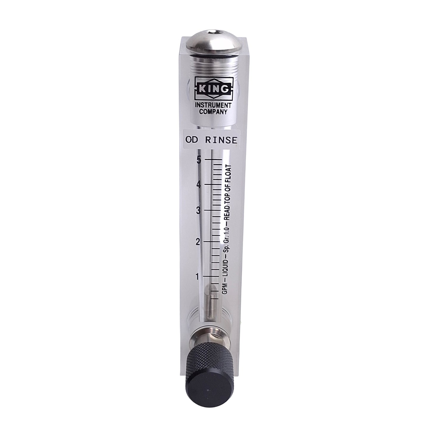 Used King Instruments 75303123C08 Acrylic Flowmeter, 1/2in NPT, 1-5 GPM Water, 125psi