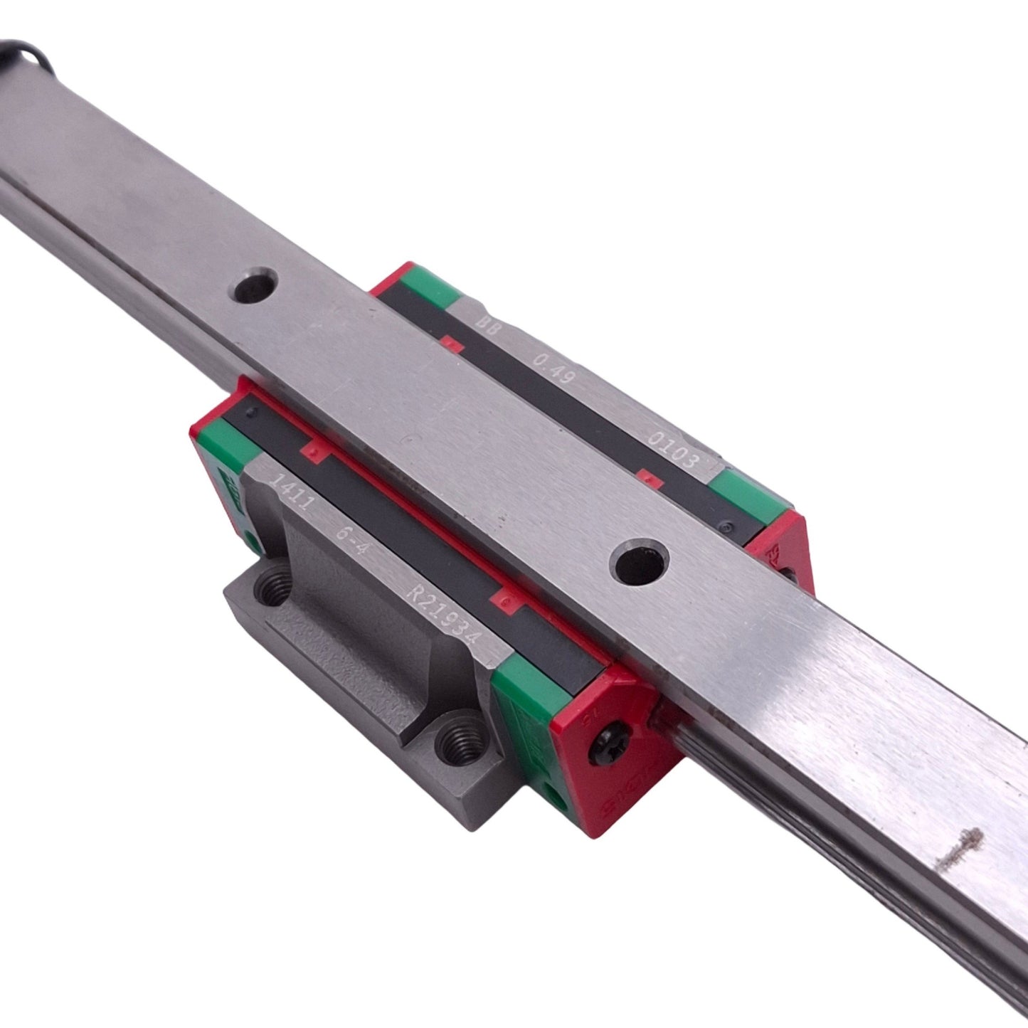 Used Hiwin HGW15 Linear Guideway w/ 15x220mm Rail, 61.4x47x24mm Block, 23.47kN Max