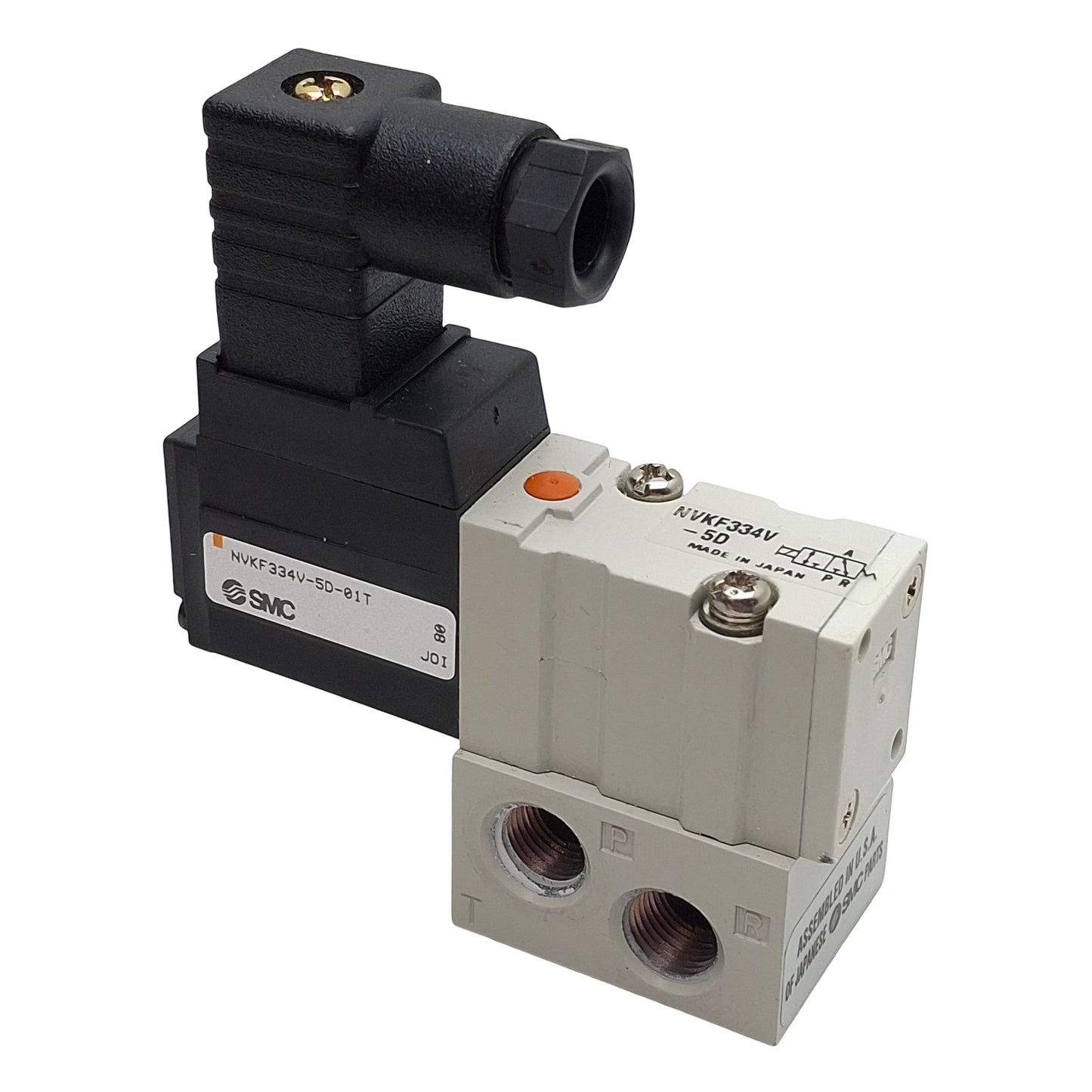 Used SMC NVKF334V-5D-01T Solenoid Valve 3/2-Way, 1/8" NPT, -100KPa~100psi, 24VDC Coil