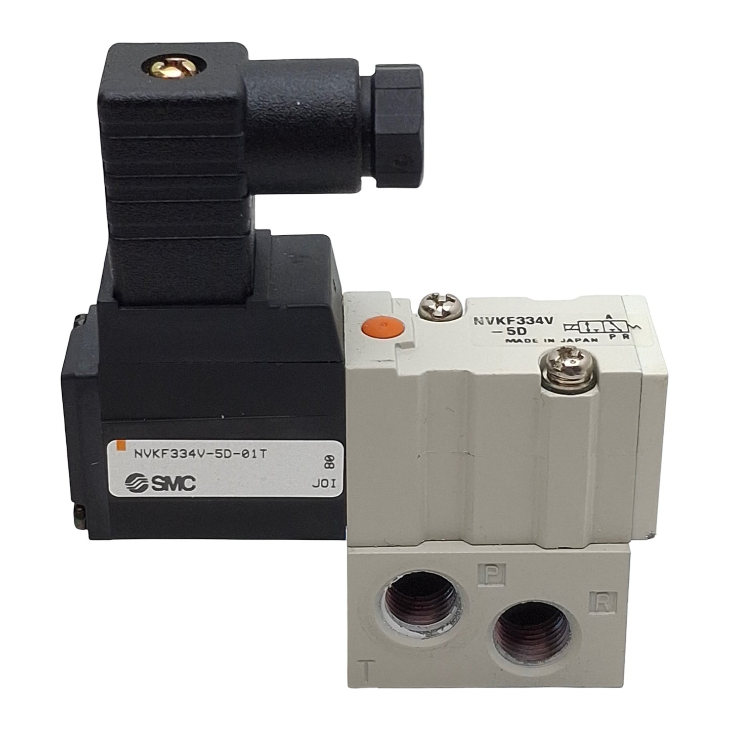 Used SMC NVKF334V-5D-01T Solenoid Valve 3/2-Way, 1/8" NPT, -100KPa~100psi, 24VDC Coil