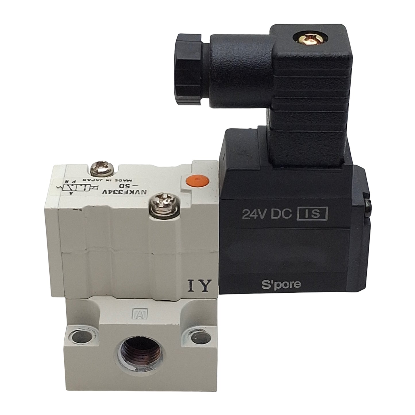 Used SMC NVKF334V-5D-01T Solenoid Valve 3/2-Way, 1/8" NPT, -100KPa~100psi, 24VDC Coil