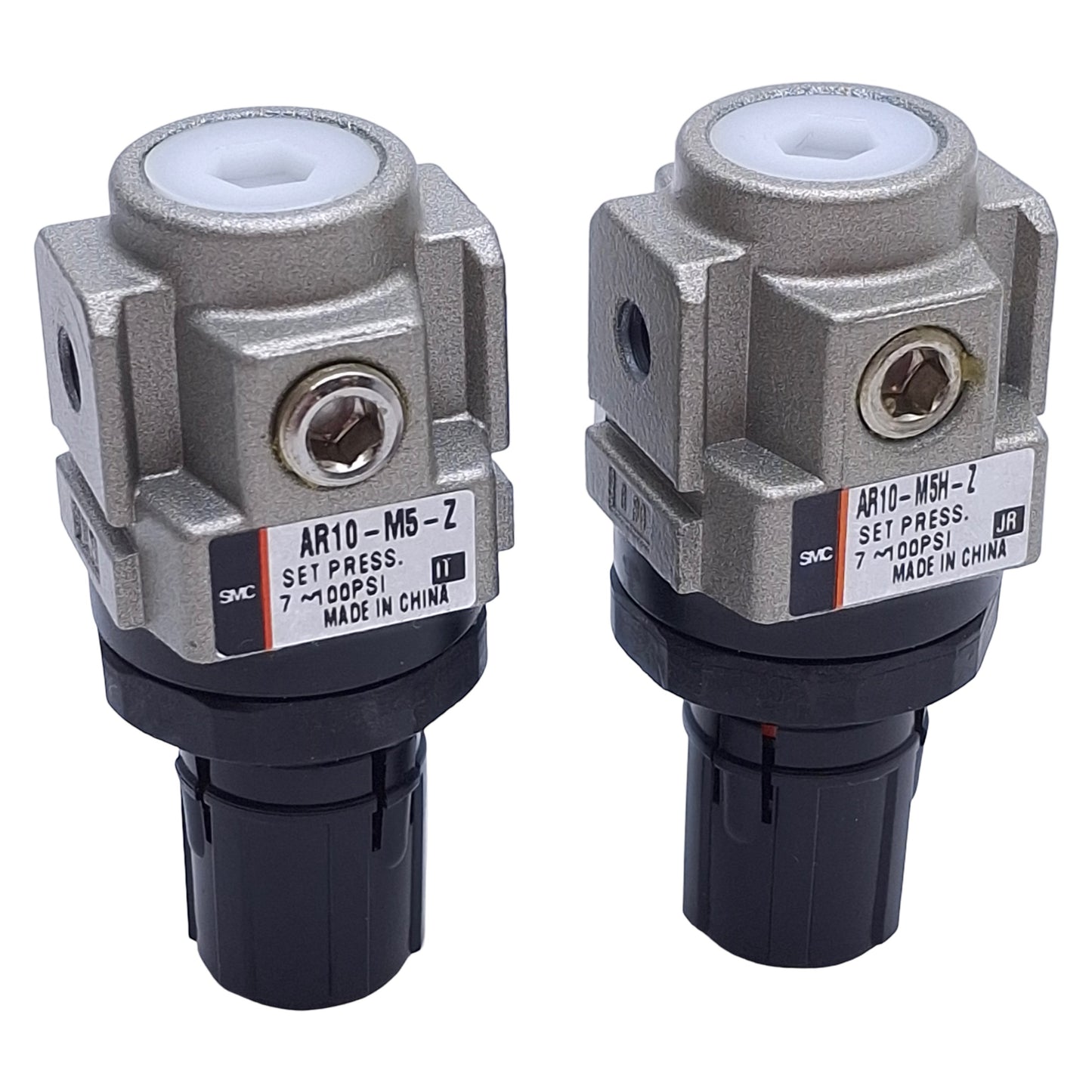 Used Lot of 2 SMC AR10-M5H-Z Pressure Regulator, Supply: 145psi, 7-100psi Set, M5x0.8