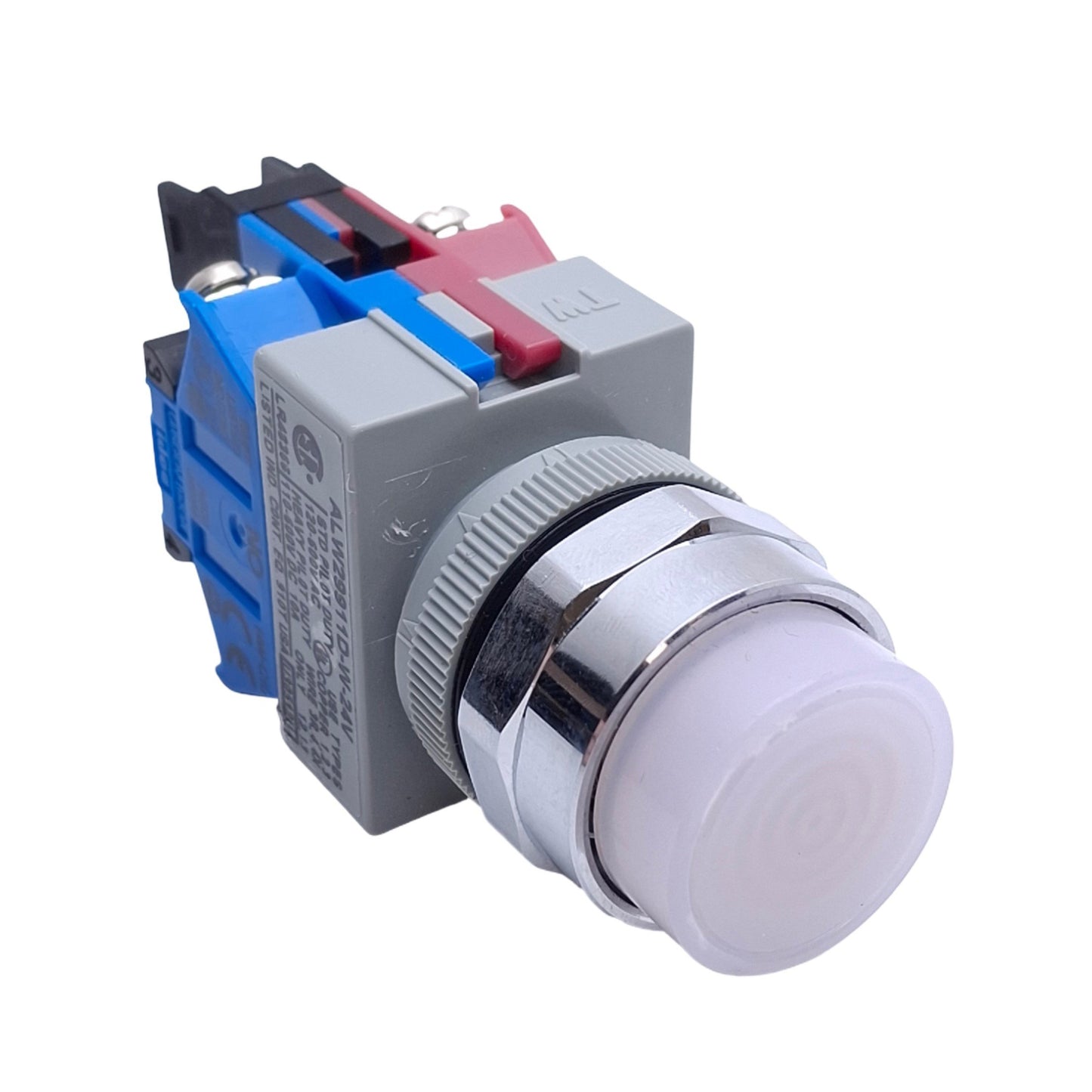 Used Idec ALW29911D-W-24V Pushbutton Switch, White, Extended, Illuminated, 1NO+1NC