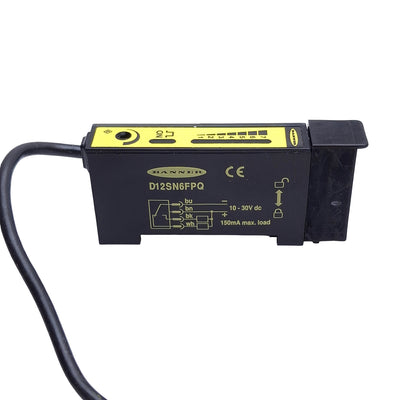 Used Banner D12SN6FPQ Fiber Optic Sensor, Voltage: 10-30VDC, Output: NPN 150mA