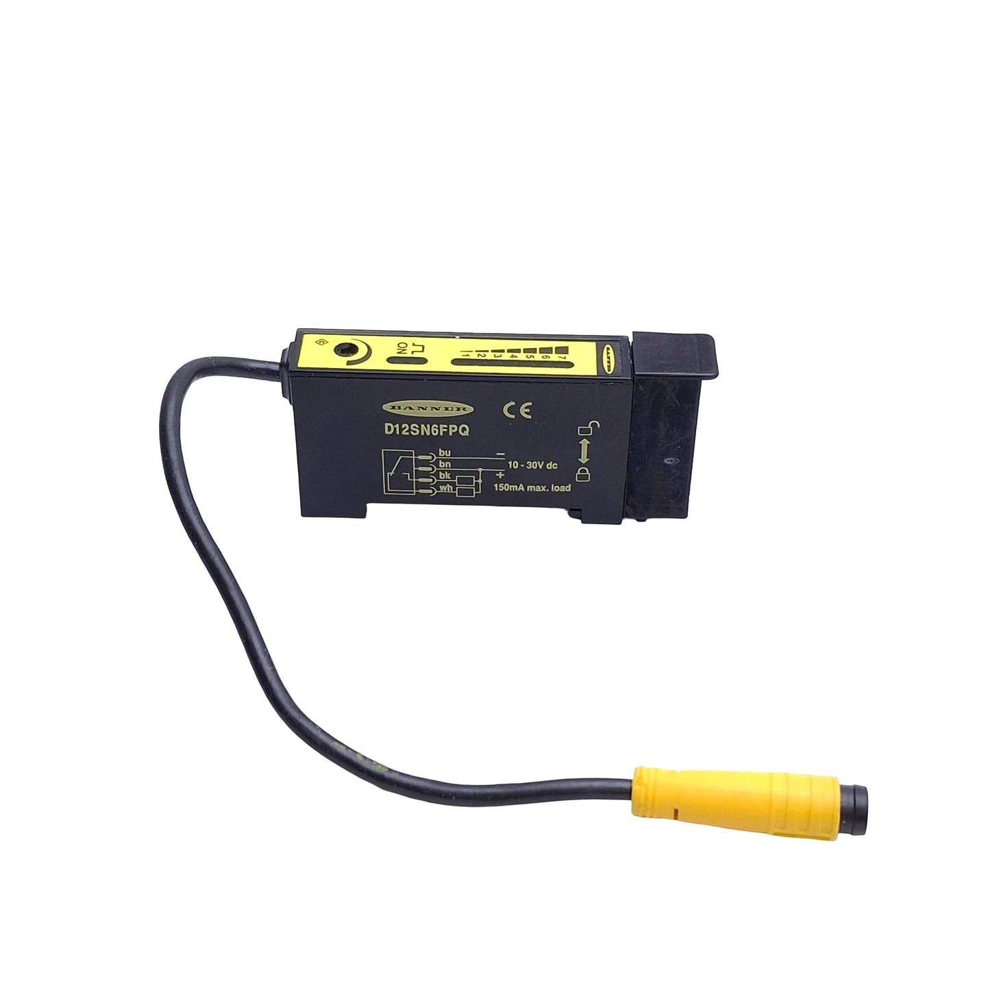 Used Banner D12SN6FPQ Fiber Optic Sensor, Voltage: 10-30VDC, Output: NPN 150mA