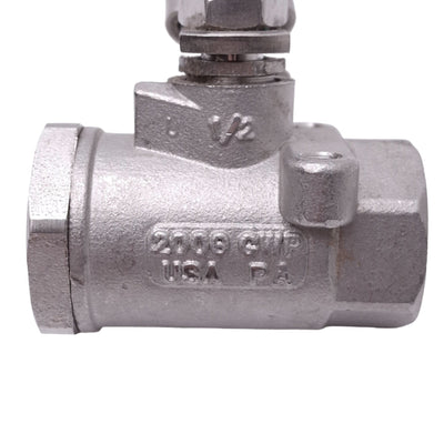Used Apollo 76-103-27 Stainless Steel Manual Ball Valve, 1/2in NPT, 2000psi CWP