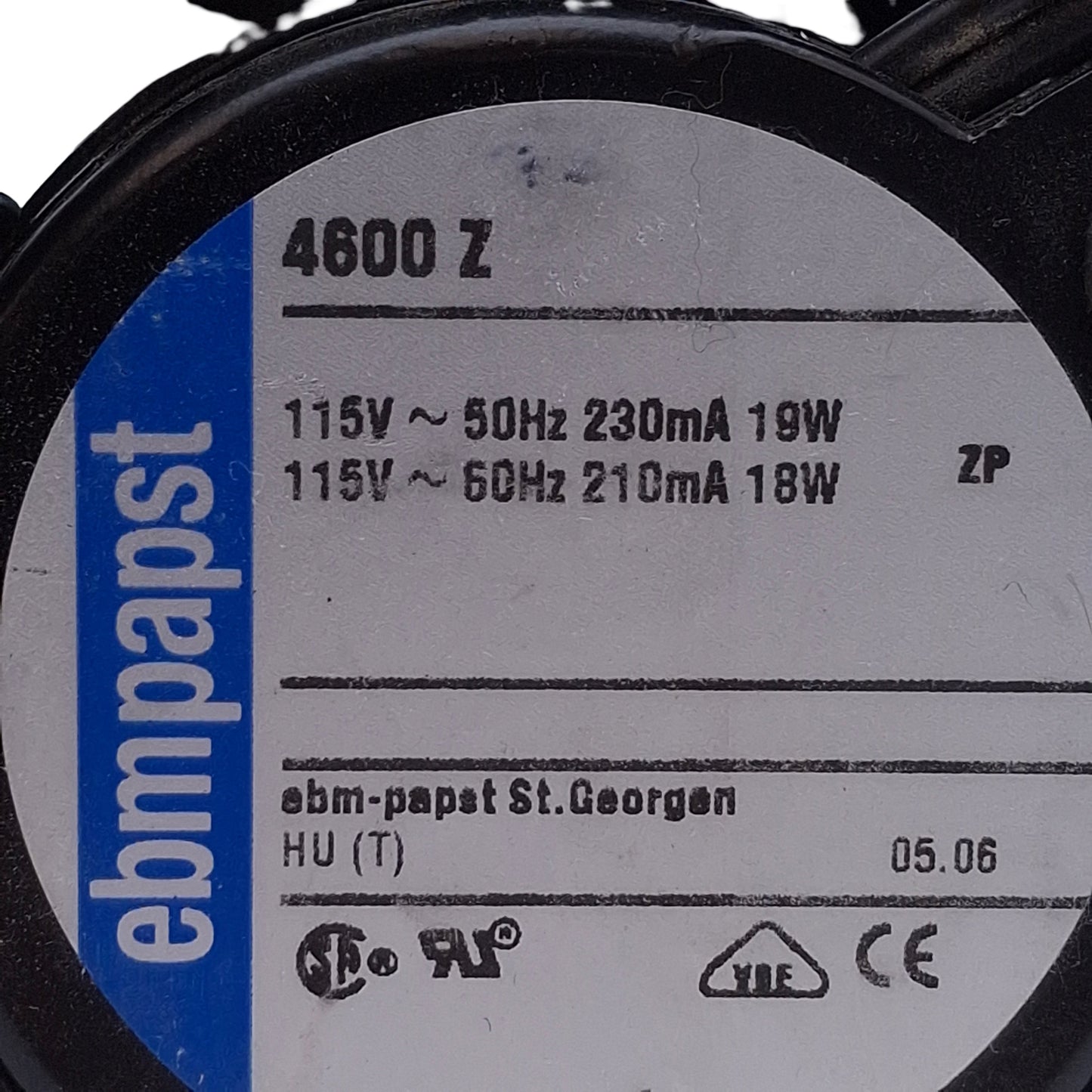 Used epm papst 4600 Z AC Axial Compact Fan 115VAC, 3100rpm, 180m³/h Flow, 119x38mm