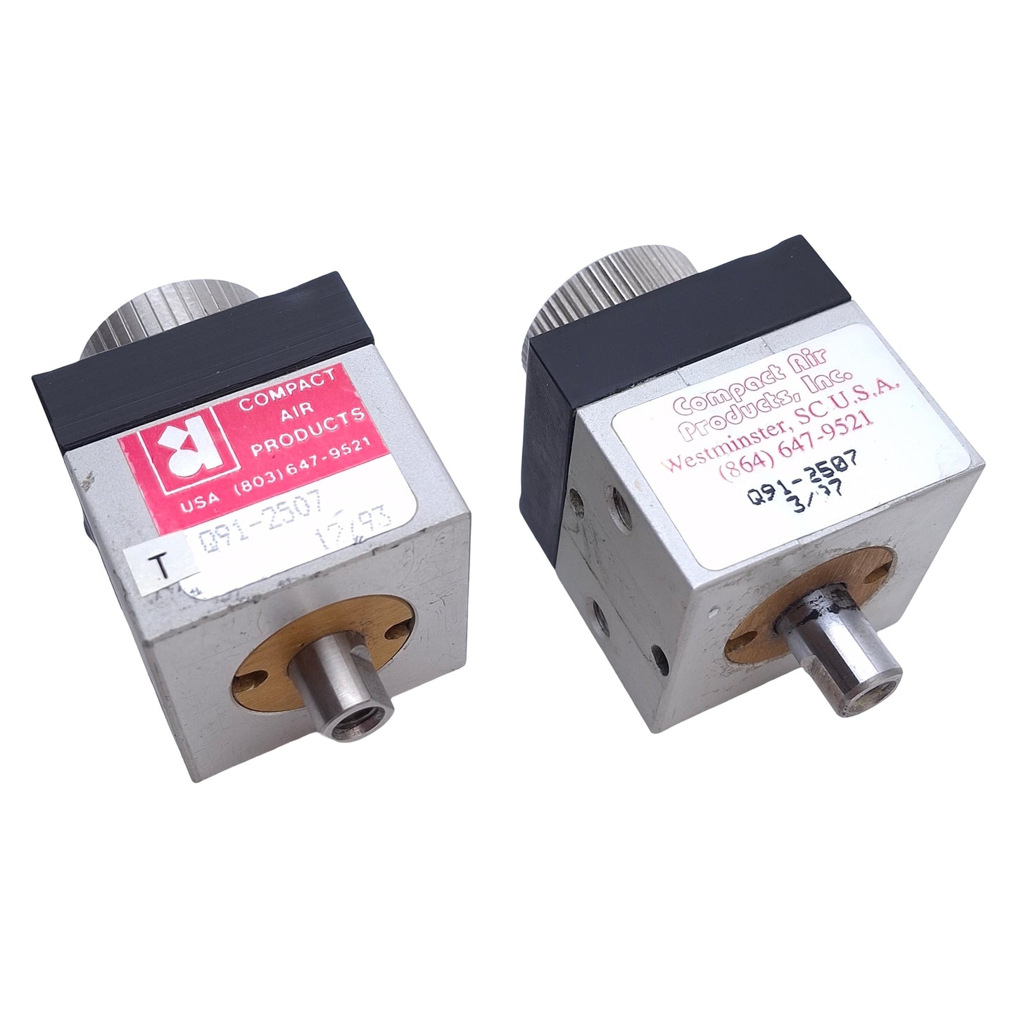 Used Lot of 2 Compact Q91-2507 Double Acting Pneumatic Cylinder 0.125" Stroke