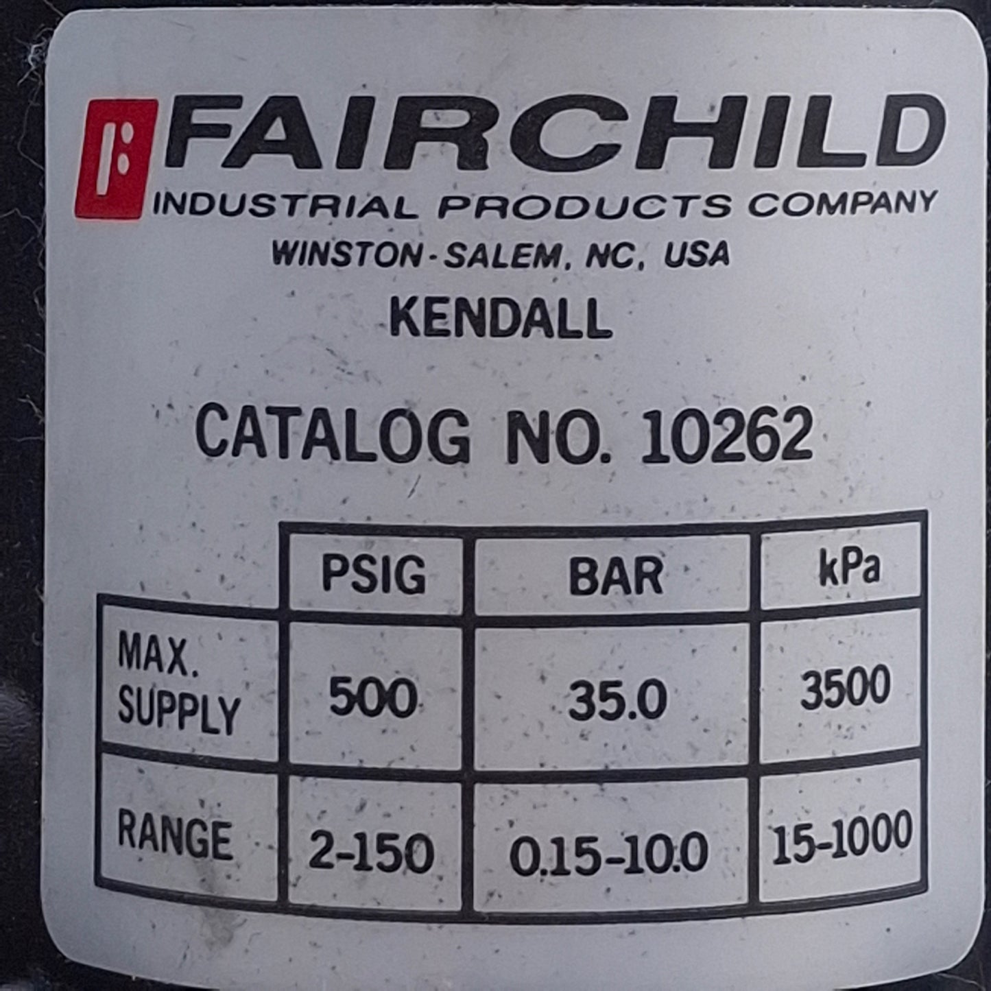 Used Fairchild 10262 Model 10 Pneumatic High Precision Regulator 1/4 NPT, 2-150psi