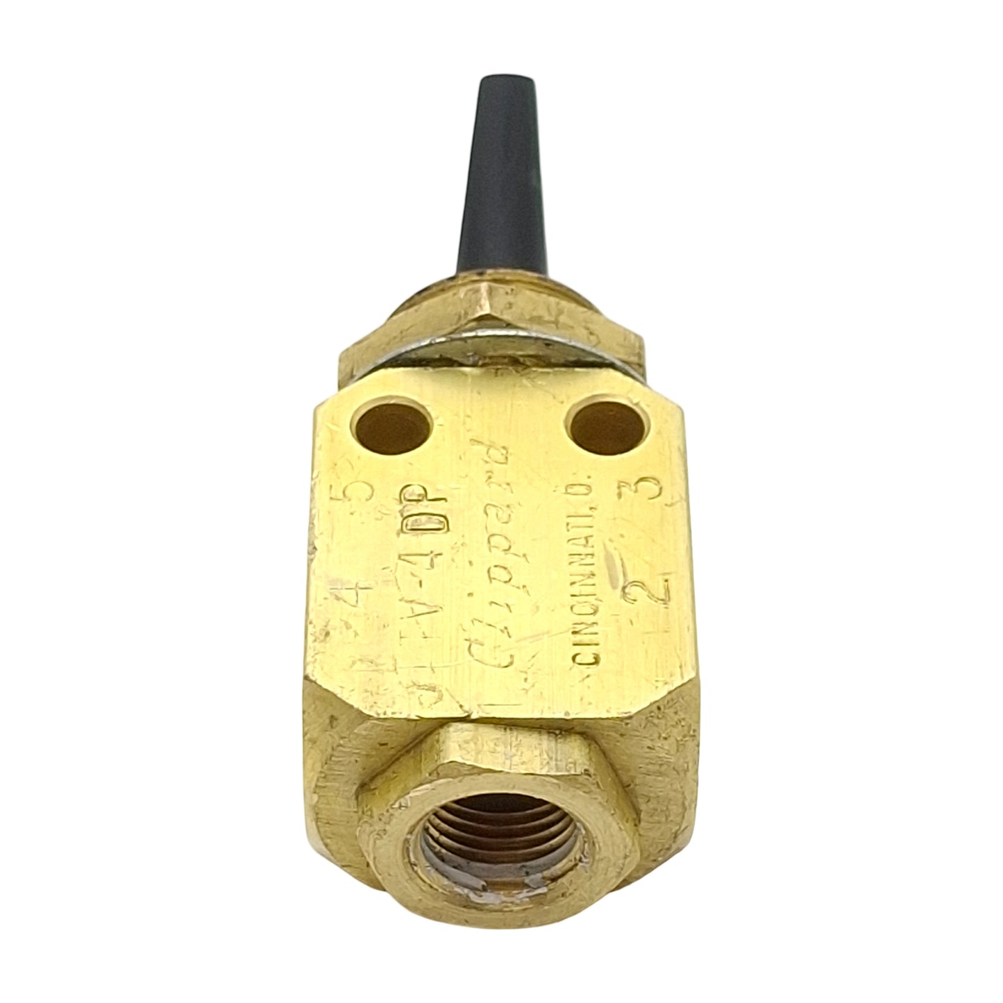 Used Clippard TV-4DP Brass Toggle Valve, 4/3-Way, 1/8in NPT, 150psi Max, 125l/min