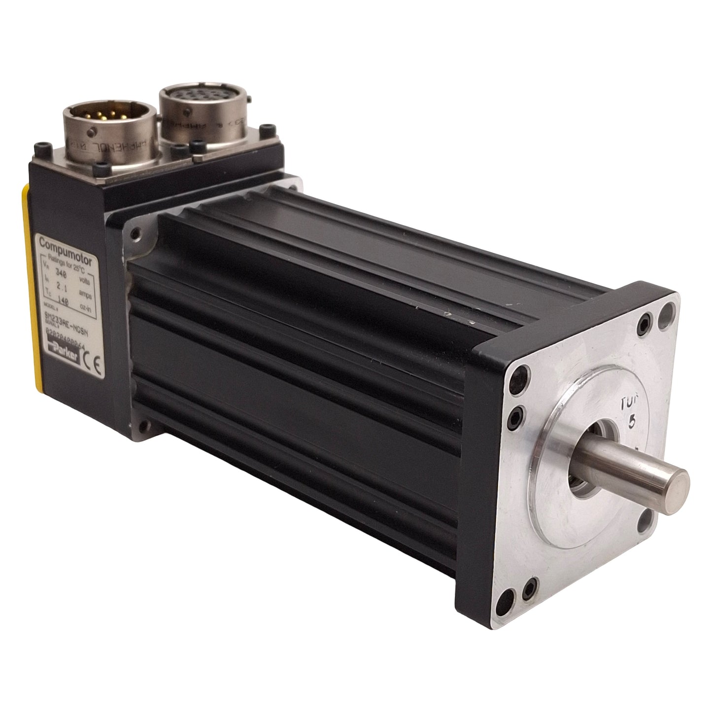 Used Parker SM233AE-NGSN Servo Motor, 340VDC Bus, 2.1A, 140oz-in, 1000ppr, NEMA 23