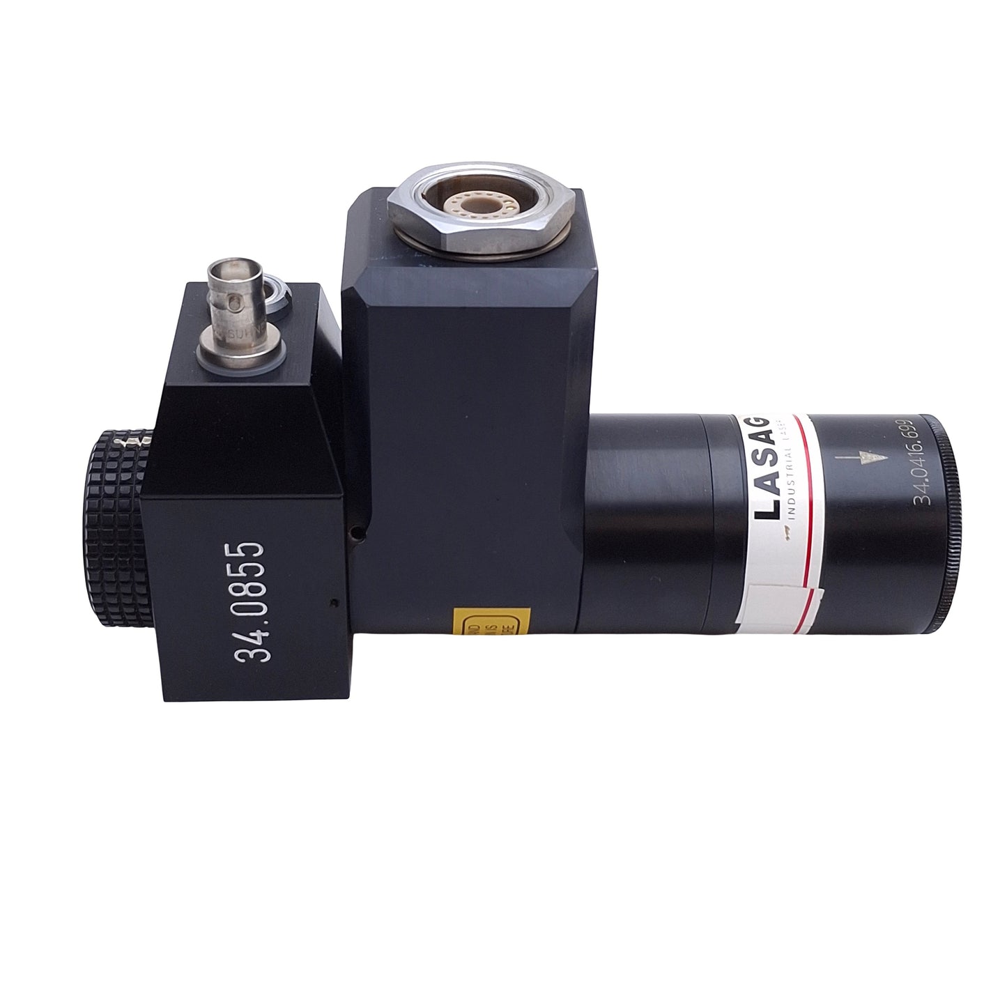 Used LASAG Corp 34.0416.699 Industrial Laser Head / Lens Assembly For LASAG Lasers