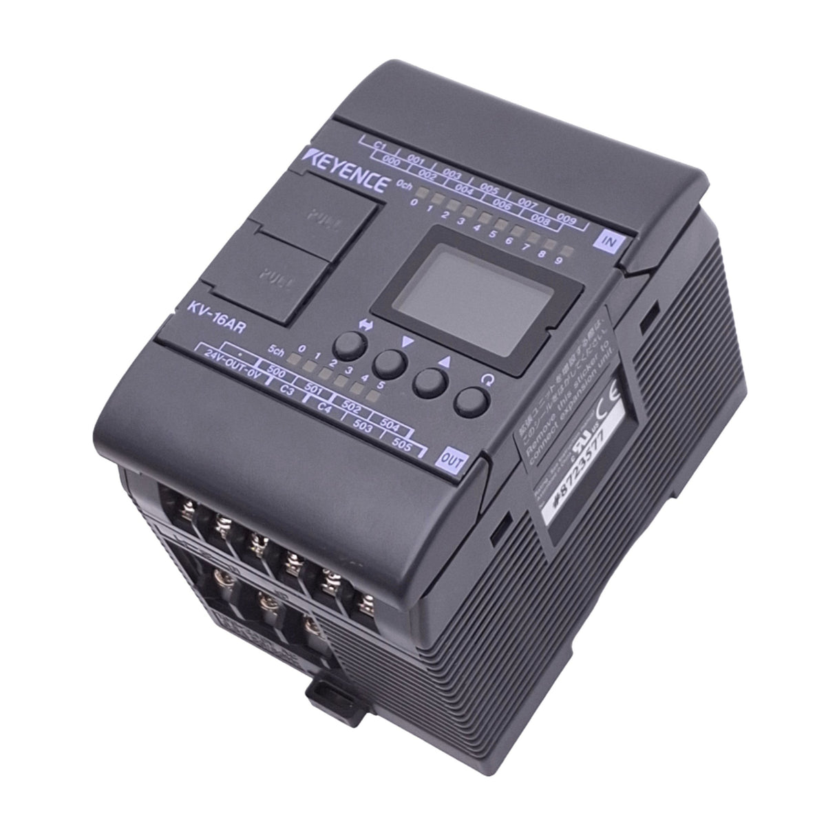 Used Keyence KV-16AR Programmable Controller, 10DI 6RO, RS232C, 100-240VAC, DIN Rail