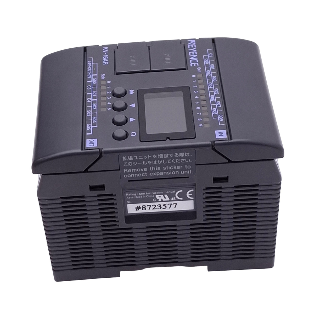 Used Keyence KV-16AR Programmable Controller, 10DI 6RO, RS232C, 100-240VAC, DIN Rail