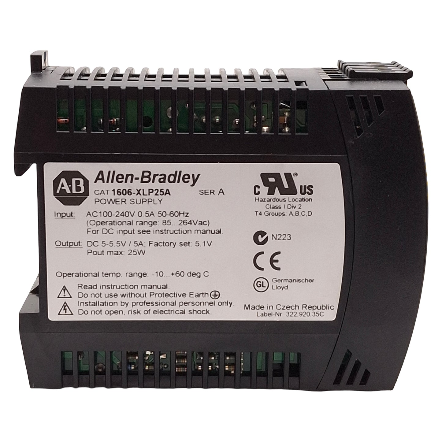 Used Allen Bradley 1606-XLP25A Power Supply, 25W, 100-240VAC Input, 5-5.5VDC Output