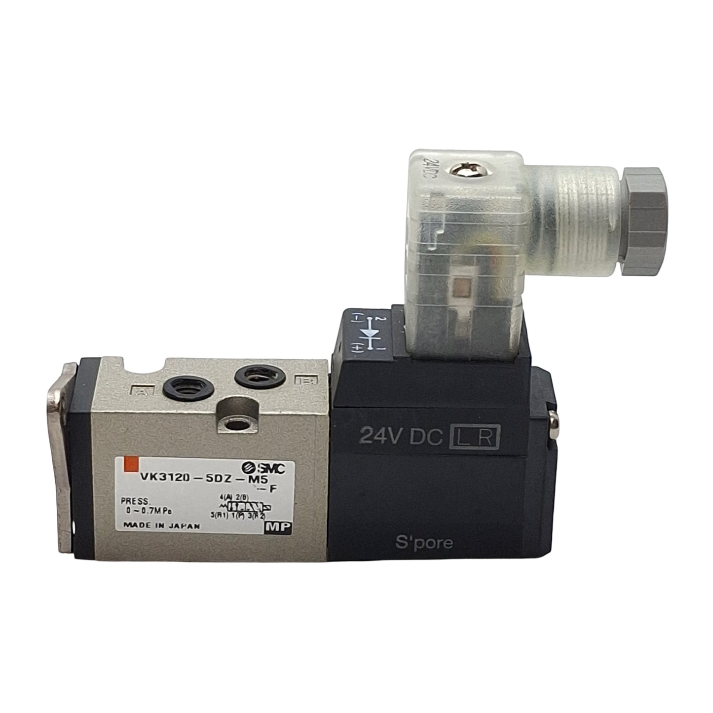 Used SMC VK3120-5DZ-M5-F Solenoid Valve, 5/2-Way, M5x0.8, 0-0.7MPa, 24VDC Coil