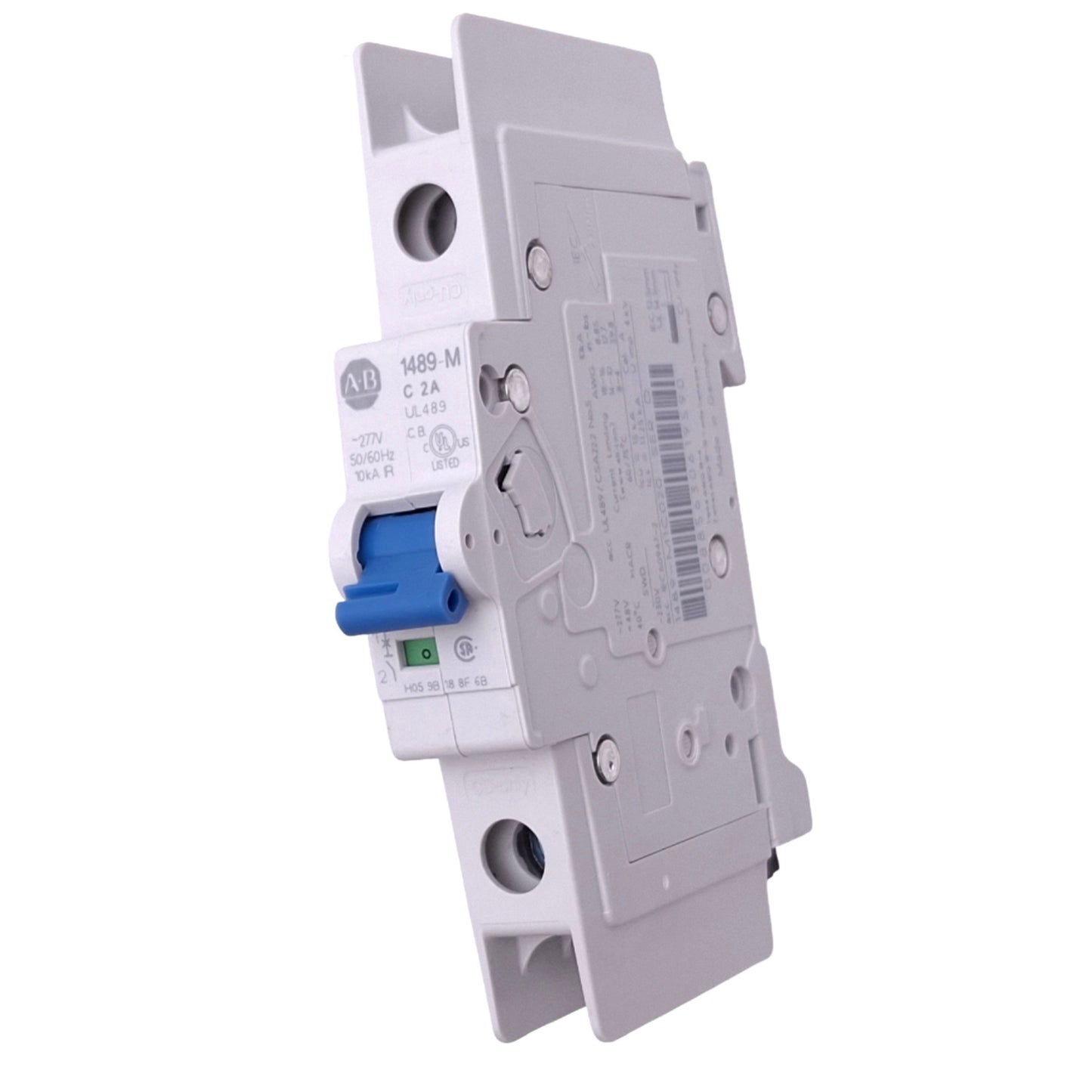 Used Allen Bradley 1489-M1C020 Circuit Breaker, 1-Pole 2A, 277VAC, DIN Rail