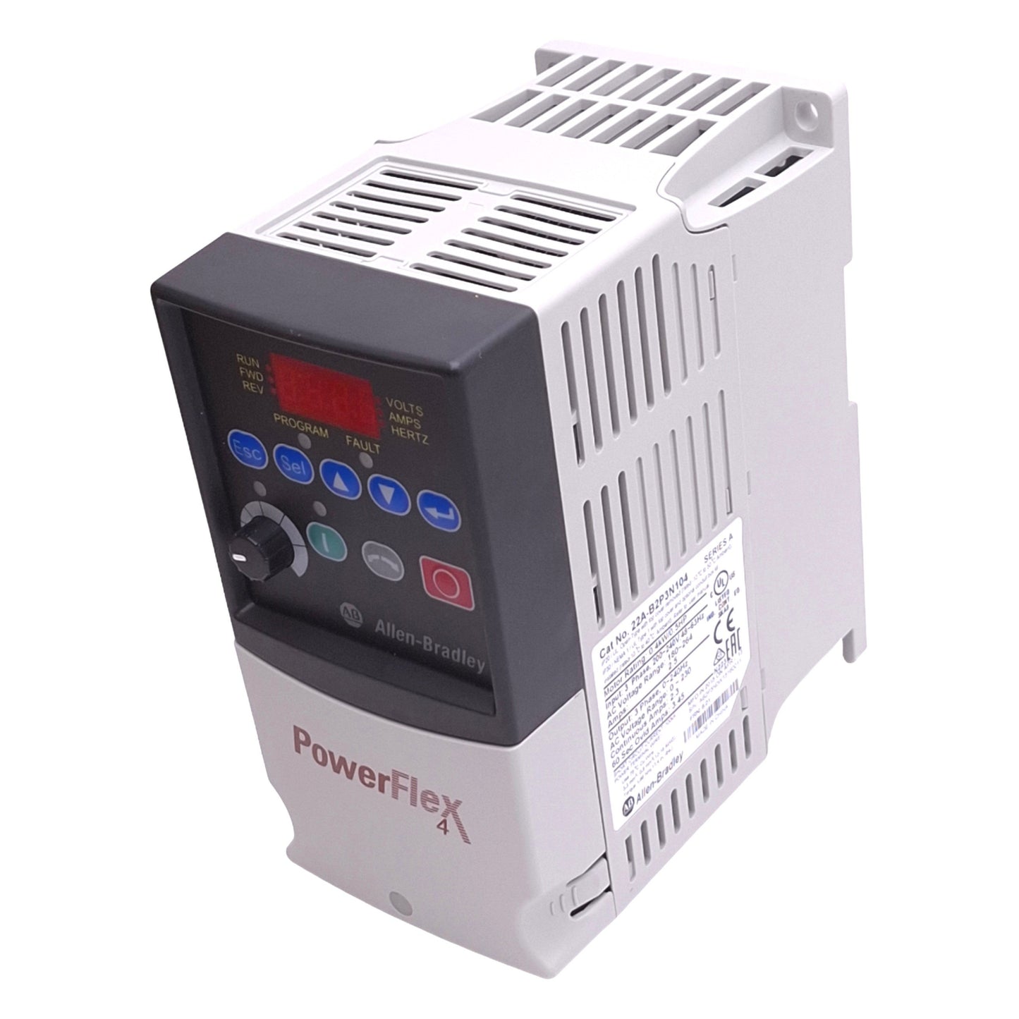 New – Open box Allen Bradley 22A-B2P3N104 PowerFlex AC Drive, 3ph 0-230VAC 0-240Hz, 0.4kW/0.5HP