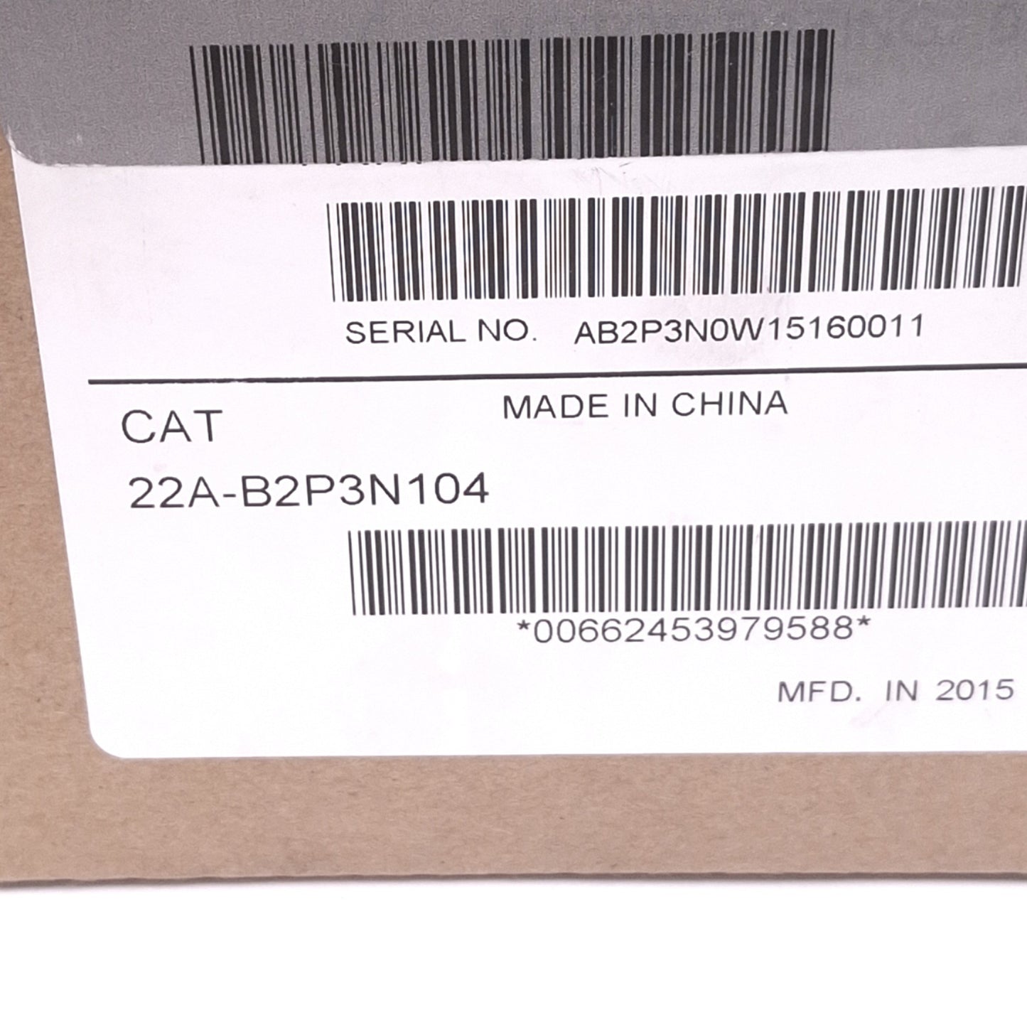 New – Open box Allen Bradley 22A-B2P3N104 PowerFlex AC Drive, 3ph 0-230VAC 0-240Hz, 0.4kW/0.5HP