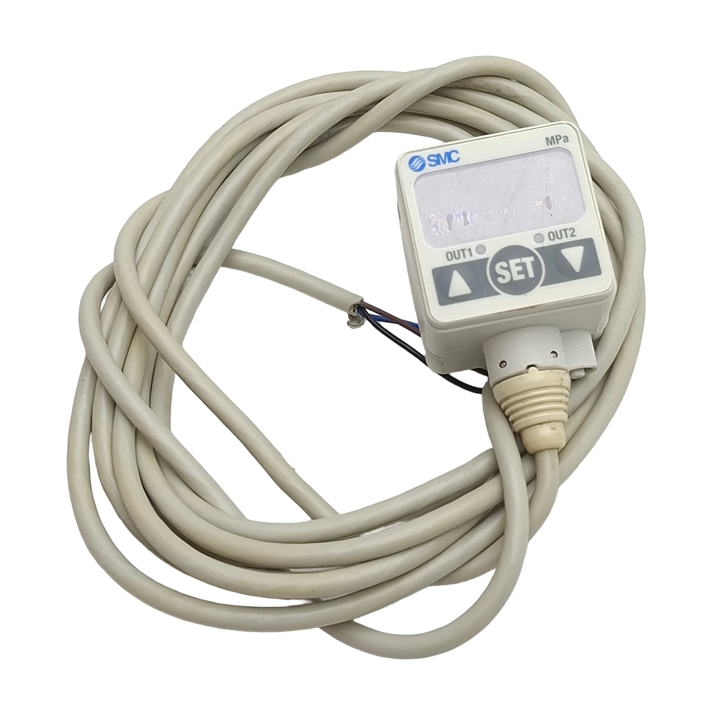 Used SMC ISE40-01-22L Digital Pressure Sensor, NPN, 12-24VDC, -0.1~1MPa, R1/8, 3-Wire