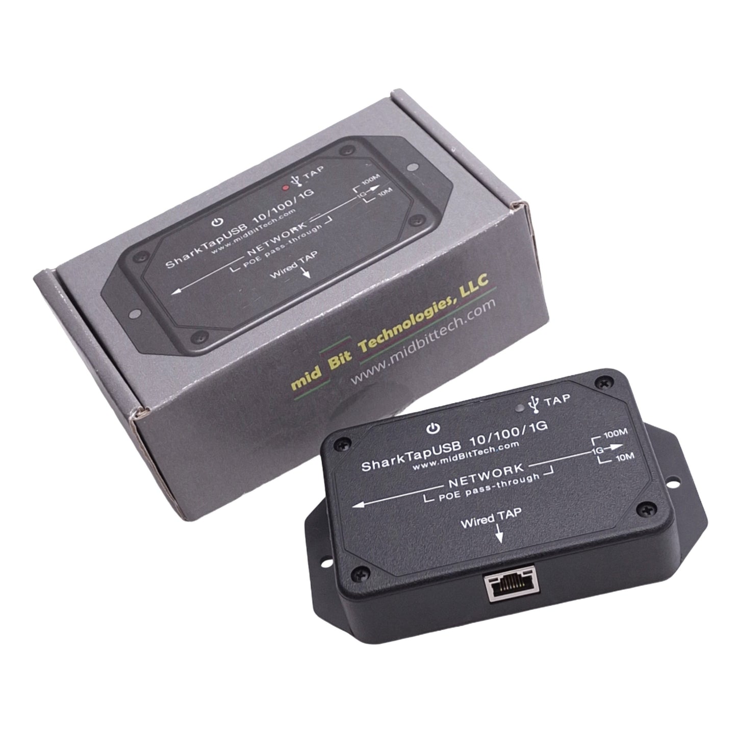 New MidBit Technologies SharkTapUSB 10/100/1G Gigabit Ethernet Tap, RJ45, USB-B