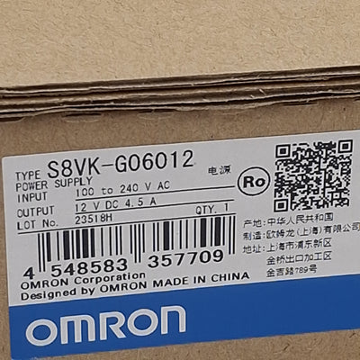 New Omron S8VK-G06012 Power Supply, 100-240VAC/90-350VDC In, 4.5A 12VDC Out