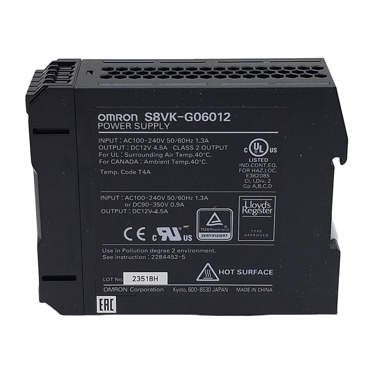 New Omron S8VK-G06012 Power Supply, 100-240VAC/90-350VDC In, 4.5A 12VDC Out