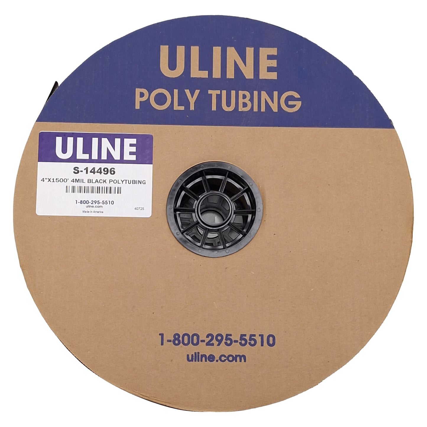New ULINE S-14496 Black Polyurethane Tubing Roll, 4 Mil, 4in Width x 1500ft Length