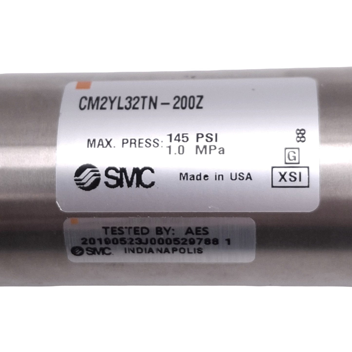 New – Open box SMC CM2YL32TN-200Z Pneumatic Cylinder, 32mm Bore, 200mm Stroke, 1/8 NPT, 145psi