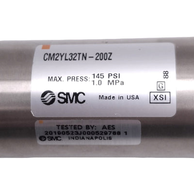 New – Open box SMC CM2YL32TN-200Z Pneumatic Cylinder, 32mm Bore, 200mm Stroke, 1/8 NPT, 145psi