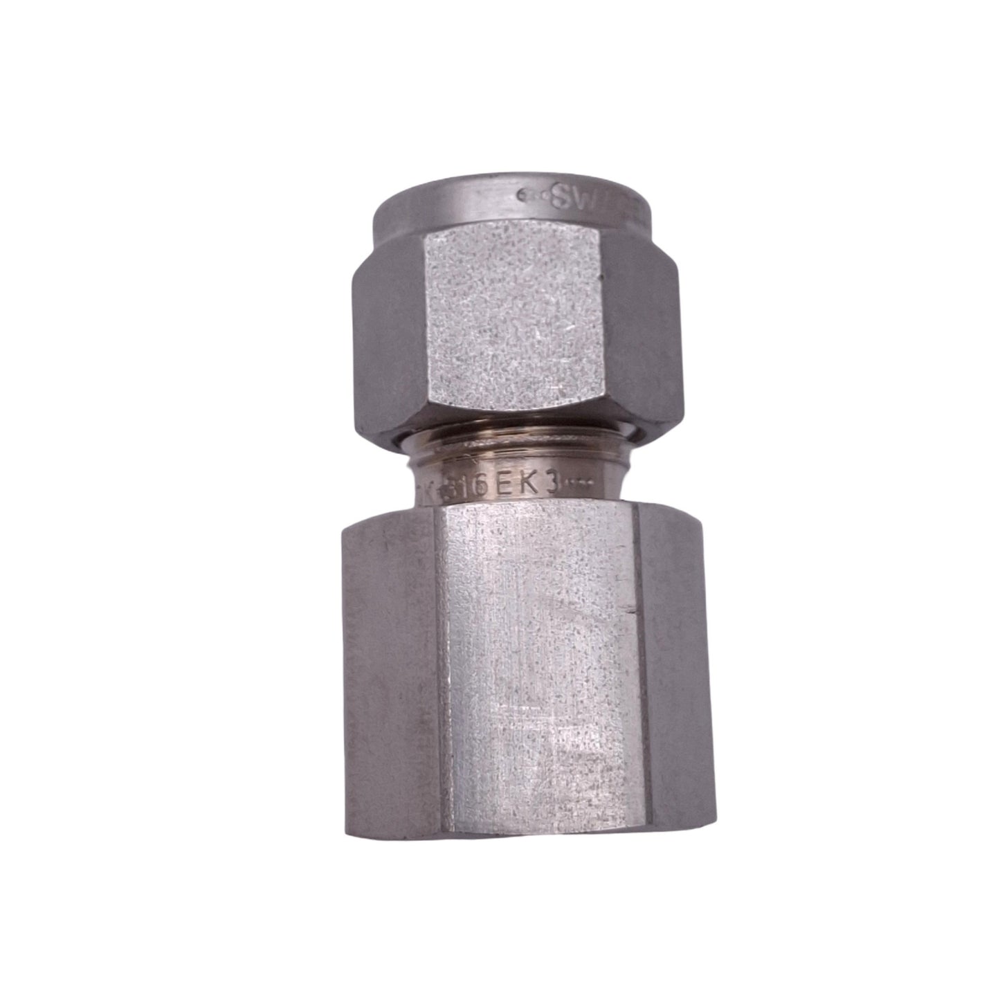 Used Swagelok SS-600-7-4 Stainless Steel Tube Fitting, 3/8in OD, 1/4in NPT Female
