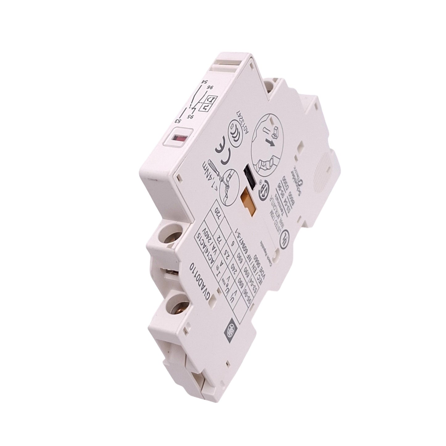 New – Open box Schneider Electric GVAD0110 Aux Contact Blocks, 1NO 1NC, 6A 240VAC Max