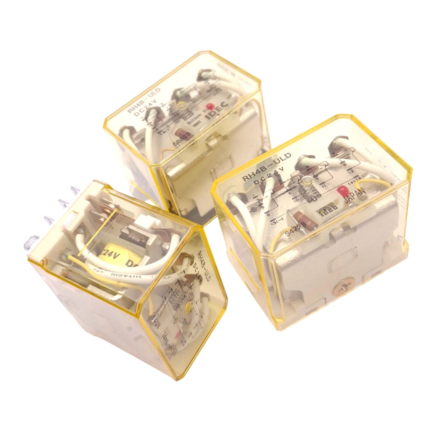 Used Lot of 3 IDEC RH4B-ULD-DC24V Relays, 4PDT 14-Pin Blade, 10A Max, 24VDC Coil